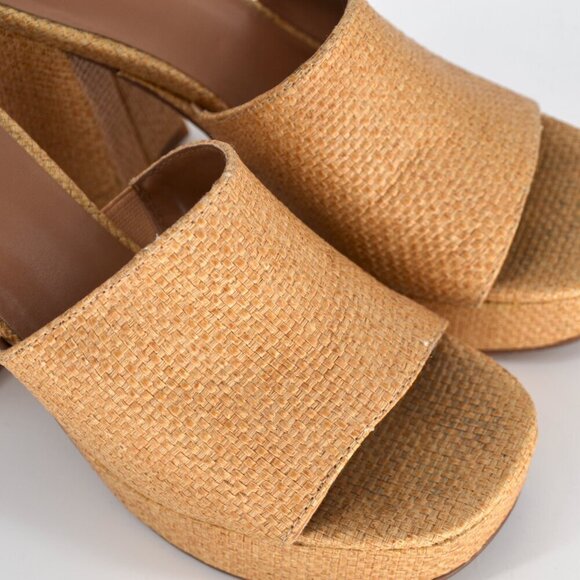 Nordstrom Rack Alyssa Chunky Heel Woven Platform Sandals Golden Tan Women's 6.5 - Picture 8 of 9